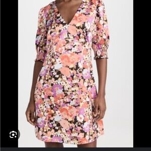 Rails Roma Dress Pink Ruffled V-Neck Midi Dress- NWT